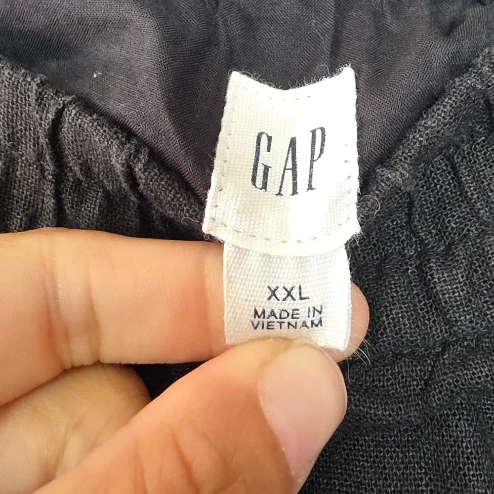 Gap Womens XXL Black Linen Blend Midi Skirt Elastic Waist Layered Side Slit